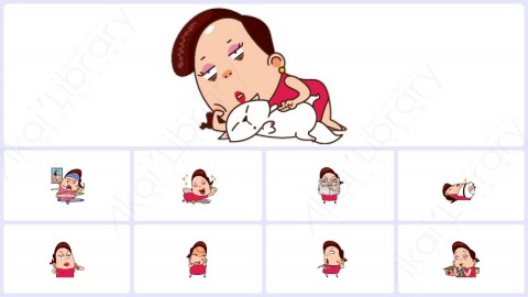 视频素材 可爱大妈家庭主妇动态表情包_05