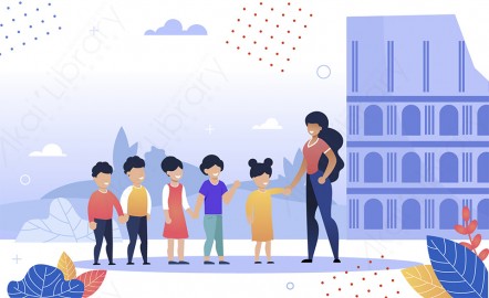 图片素材 扁平小学活动户外生活场景-6
