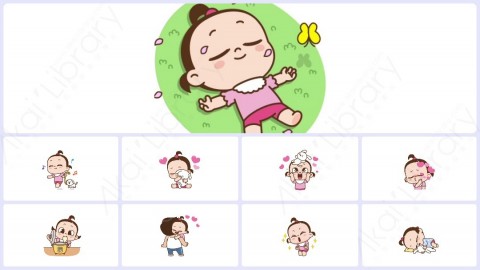 视频素材 可爱呆萌小女孩动态表情包_01