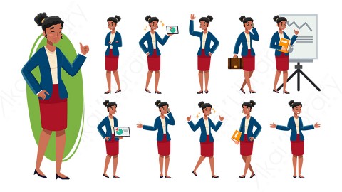 图片素材 扁平商务女人物角色-5