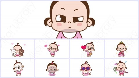 视频素材 可爱呆萌小女孩动态表情包_02