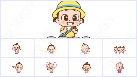 视频素材 可爱呆萌小女孩动态表情包_04