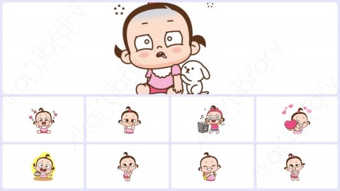 视频素材 可爱呆萌小女孩动态表情包_05