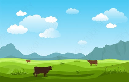 图片素材 扁平大草原风光大自然场景-1