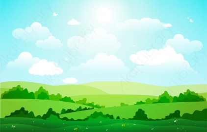 图片素材 扁平大草原风光大自然场景-3