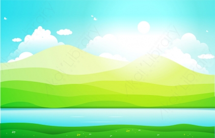 图片素材 扁平大草原风光大自然场景-6