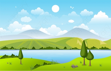 图片素材 扁平大草原风光大自然场景-7