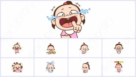 视频素材 可爱呆萌小女孩动态表情包_06