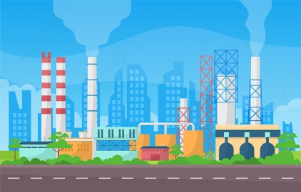 图片素材 扁平工厂房建筑城市场景-2