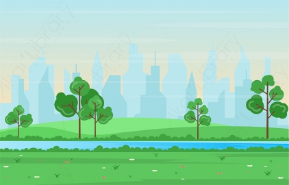 图片素材 扁平公园自然场景-4