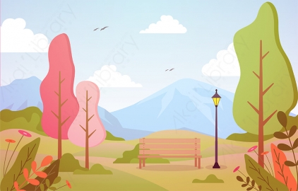 图片素材 扁平公园自然场景-5
