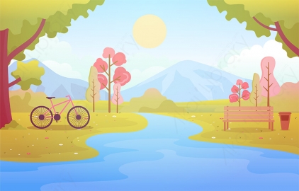 图片素材 扁平公园自然场景-6