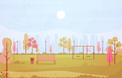 图片素材 扁平公园自然场景-7