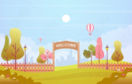 图片素材 扁平公园自然场景-8