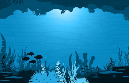 图片素材 扁平海洋深海底自然场景-4