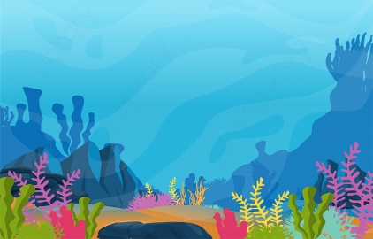 图片素材 扁平海洋深海底自然场景-5