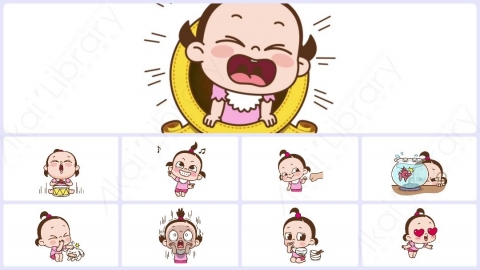 视频素材 可爱呆萌小女孩动态表情包_09