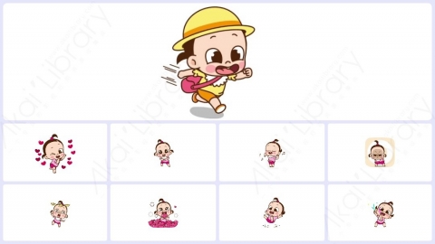 视频素材 可爱呆萌小女孩动态表情包_11