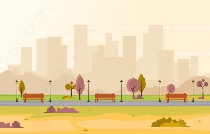 图片素材 扁平秋天的公园生活场景-2