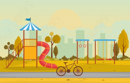 图片素材 扁平秋天的公园生活场景-7