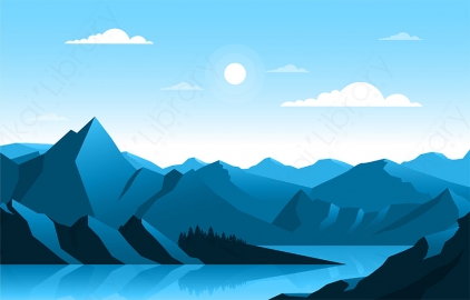 图片素材 扁平山脉森林自然场景-3