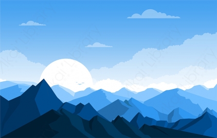 图片素材 扁平山脉森林自然场景-7