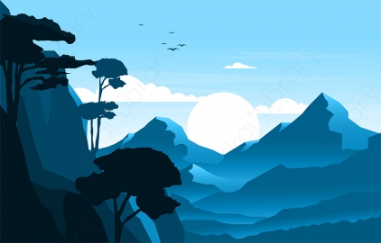 图片素材 扁平山脉森林自然场景-9