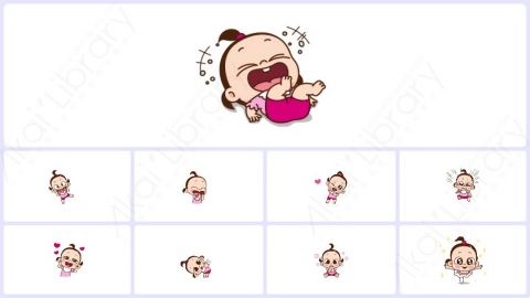 视频素材 可爱呆萌小女孩动态表情包_13