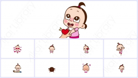 视频素材 可爱呆萌小女孩动态表情包_14