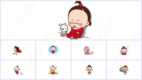 视频素材 可爱呆萌小女孩动态表情包_15