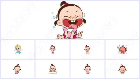 视频素材 可爱呆萌小女孩动态表情包_16