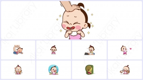 视频素材 可爱呆萌小女孩动态表情包_18