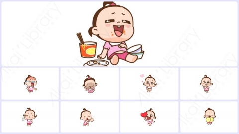 视频素材 可爱呆萌小女孩动态表情包_21