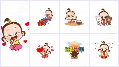视频素材 可爱呆萌小女孩动态表情包_22