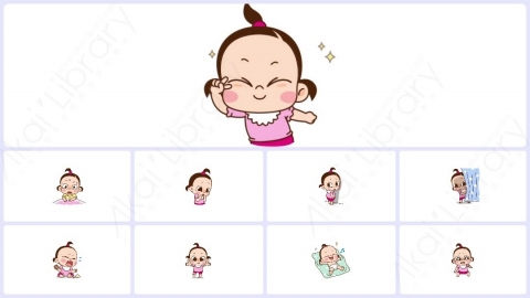 视频素材 可爱呆萌小女孩动态表情包_26