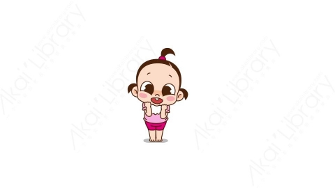 视频素材 可爱呆萌小女孩动态表情包_26_15