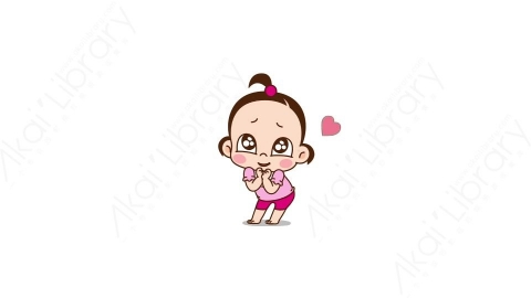 视频素材 可爱呆萌小女孩动态表情包_26_22
