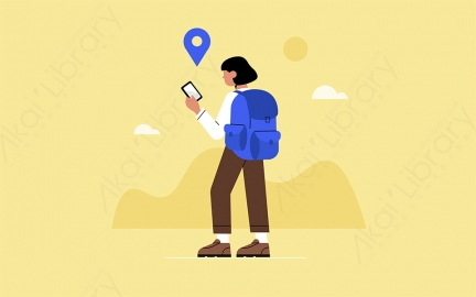 图片素材 扁平人与手机旅游场景-31