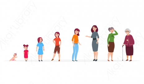 图片素材 扁平不同年龄段女人物日常角色-2