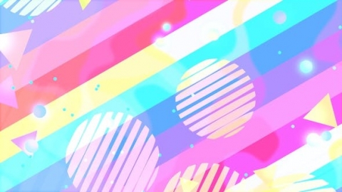 视频素材 孟菲斯彩虹形状线条抽象动画背景视频素材rainbow-shapes-background-7HFTSXG
