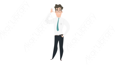 图片素材 扁平打招呼商务男人物商务角色-15