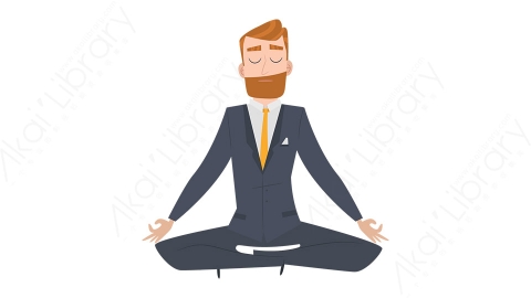 图片素材 扁平打坐商务男人物商务角色-6