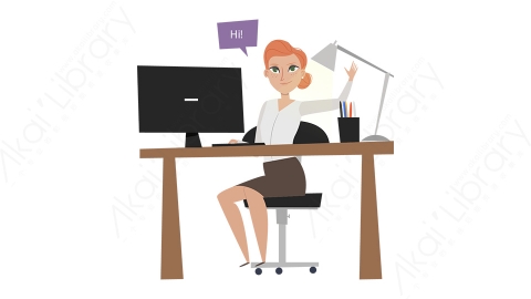 图片素材 扁平办公桌商务女人物商务角色-11