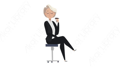 图片素材 扁平喝咖啡商务女人物商务角色-3