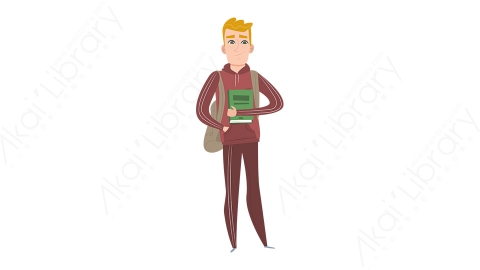 图片素材 扁平抱书男生学生人物日常角色-4