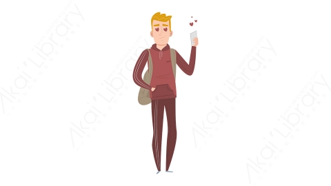 图片素材 扁平网恋爱男生学生人物日常角色-10