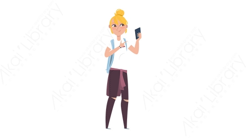 图片素材 扁平女生学生人物日常角色-12