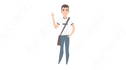 图片素材 扁平打招呼男生学生人物日常角色-11