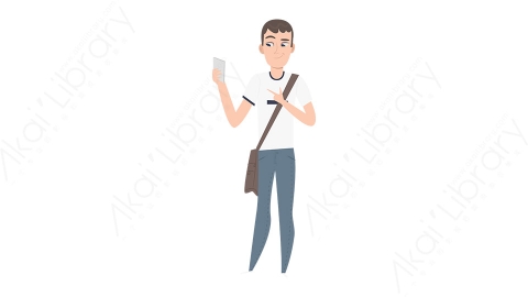 图片素材 扁平玩手机男生学生人物日常角色-1