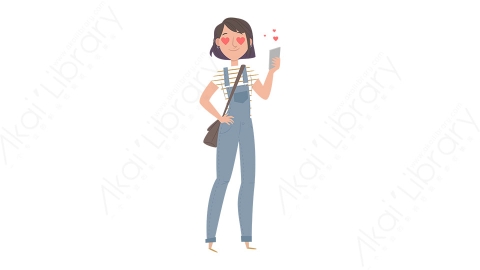 图片素材 扁平网恋爱女生学生人物日常角色-14